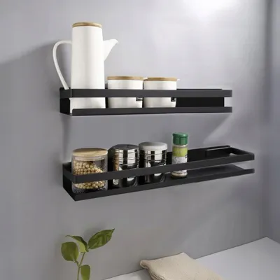Produktbild von Wandregal Für Badezimmer Und Küche, Schwarz, Unter Dem Spiegel, 50 Cm