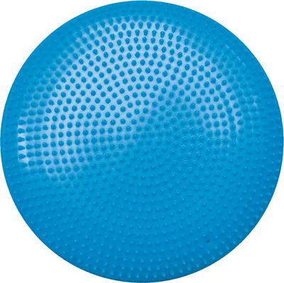 A blue balance cushion with raised bumps.