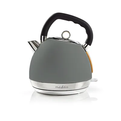 Zdjęcie produktu dla Czajnik Nedis - 1,8 l - Miękki w dotyku - Szary - Obracany o 360 stopni - Ukryty element grzejny - Kontroler Strix - Zabezpieczenie przed wygotowaniem do sucha