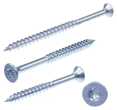 Obrázek produktu pro Šroub do dřevotřísky SECCARO 6 x 120 mm, pozinkovaná ocel, šroub do dřeva s částečným závitem, TX / šestihranný, 50 kusů, Obrázek vytvořený pomocí AI