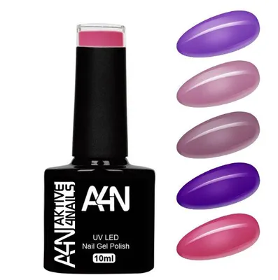 Produktbild von PUPLE SHADES UV Gelpolish 5er Set UV Nagellacke in der Pinselflasche 10ml hochpigmentierte und deckende Farben. Bis zu 4 Wochen schöne Fingernägel