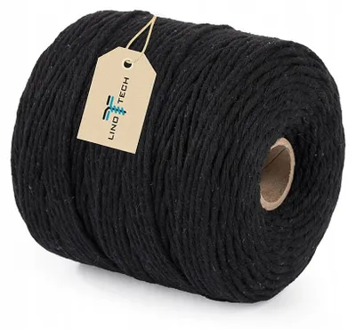 Produktbild von Linotech Makramee Garn Schwarz 3mm 200m