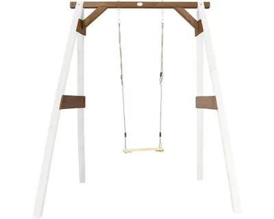 Immagine prodotto di AXI Altalena singola in legno in marrone e bianco | Altalena indipendente per bambini con sedile in legno | Altalena solo per giardino / uso esterno