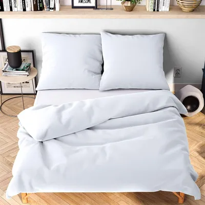 Produktbild von 3 teilig Bettwäsche 200x220 cm - Allergiker Mikrofaser - Wolkenfeld - Übergrößen I inkl. 2 Kissenbezüge 80x80 I Unifarben - Weiß