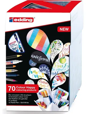 Produktbild von Edding Colour Happy Big Box, 70 Stück(e), Mehrfarbig, Mehrfarbig, Rund, CE, Box