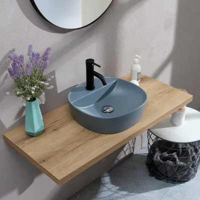 Immagine prodotto di Lavabo da appoggio rotondo grigio bluastro