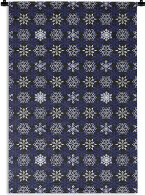 Produktbild von MuchoWow® Wandteppich Wandbehang Neujahr - Schneeflocke - Weihnachten - Muster 120x180 cm Tapisserie Dekoration Wandtuch - Schlafzimmer - Dekorationen für das Haus