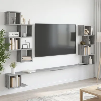 Immagine prodotto di Maison Exclusive - Mobile sospeso a parete per TV, colore grigio Sonoma, dimensioni 200 x 15 x 94 cm