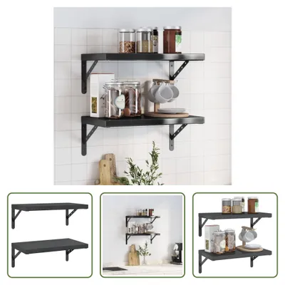 Zdjęcie produktu dla The Living Store Półki ścienne 2 szt. 50x30 cm czarna stal nierdzewna