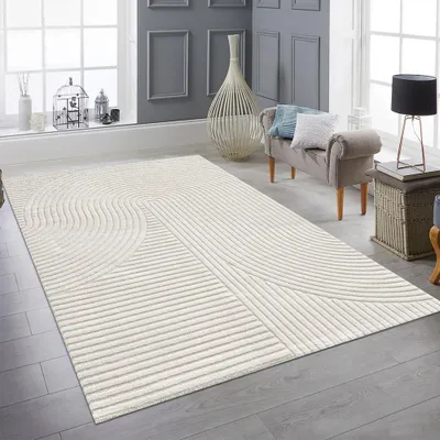 Produktbild von Moderner Teppich mit 3D Bogen Muster Größe - 120 x 170 cm