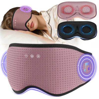 Produktbild von Schlafmaske mit Bluetooth V5.4-Kopfhörern, Schlafkopfhörer mit 2 abnehmbaren, 3D-konturierten Augenpolstern und Mikrofon, bequeme Passform für Seitenschläfer, Nickerchen und Reisen.