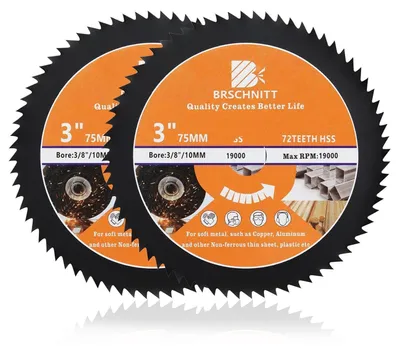 Image de Scie circulaire HSS, 75 mm, 72 dents, alésage de 10 mm, pour bois, métal et plastique (lot de 2)