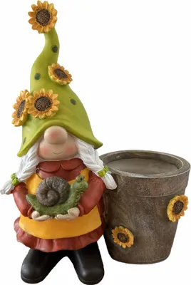 Produktbild von Köhko Vielseitiger Blumentopf mit „Wichtel- Sonnenblumen“ Design Gartenzwergin – Perfekte Verschönerung für Ihren Garten und Wohnung