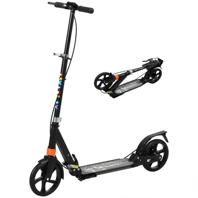 Zdjęcie produktu dla Tretroller Cityroller, pojazd dla dzieci z kołami o średnicy 200 mm wykonanymi z poliuretanu i podwójnym systemem hamowania, wykonany z tworzywa sztucznego i metalu, kolor: czarny | wiek: 6–12 lat | regulowana wysokość kierownicy: 88–103 cm | wymiary: 94x36x103 cm