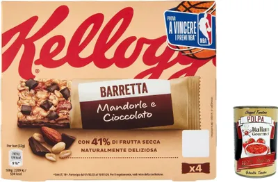 Produktbild von 3x Barretta Kellogg’s Mandorle e Cioccolato, Müsliriegel mit Mandeln und Schokolade 128g + Italian Gourmet polpa 400g