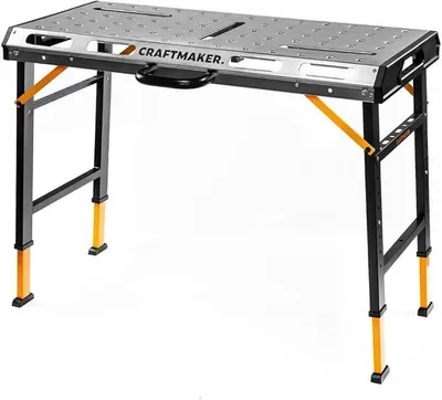 Imagen del producto de Banco de trabajo SteelBench S110, mesa multifuncional plegable con alta capacidad de carga de 450 kg, banco de trabajo con altura ajustable, estructura de acero