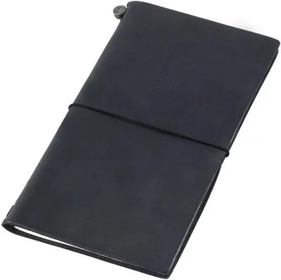 Produktbild von Famanu Reisejournal Schwarz Leder - Elegantes Notizbuch für Unterwegs