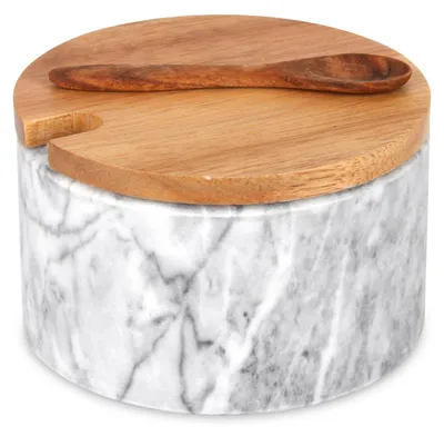 Produktbild von Marmorsalzbehälter mit Holzdeckel und Löffel