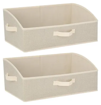 Image de Boîtes de rangement Cozary avec poignées, 28 litres, lot de 2, paniers de rangement pliables en tissu