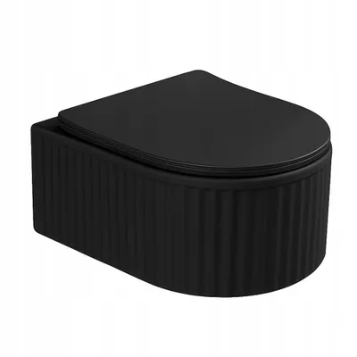 Produktbild von Wand WC Wandhängetoilette Toilettensitz Toilettenschüssel Hänge WC Schwarz
