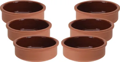 Produktbild von 6-tlg. Set Cazuelas Vintage - Tapasschalen Ø 12 cm - ofenfest - Mediterrane Tonschalen - Mit hochwertiger Handarbeit veredelt - Schalen für Tapas - Creme Brülèe