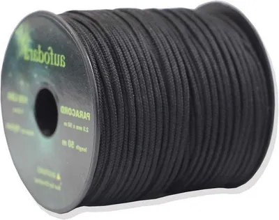 Obrázek produktu pro Paracord 2 mm nylonové lano s 1 jádrem (černé 50 metrů)
