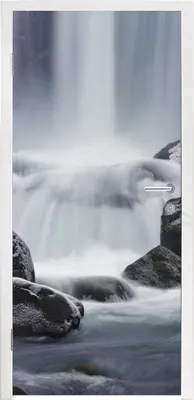 Produktbild von MuchoWow® Türtapete Selbstklebende Türfolie Wasserfall - Steine - Natur 75x205 cm Türposter Türaufkleber Klebefolie Türklebefolie - XXL-Aufkleber - Tür Tapeten
