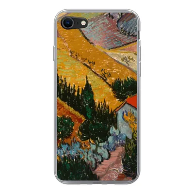 Produktbild von MuchoWow® Handyhülle Schutzhülle Hülle für iPhone 8 Landschaft mit einem Haus und einem Ackerbauern - Vincent van Gogh Silikon Softcase Handy Hülle - Schutzhaube