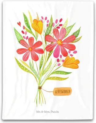 Produktbild von Mr. & Mrs. Panda Babydecke Blumenstrauß - Weiß - Geschenk, Danke, Schmusedecke, Dekoration, Erstlingsdecke, Schlummerdecke, Dankbarkeit, Dankeschön, Plaid, Blumen