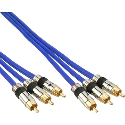 Image de InLine® 89610P Câble Cinch AUDIO/VIDEO, PREMIUM, e mâle, 3x Cinch mâle / mâle, 10m