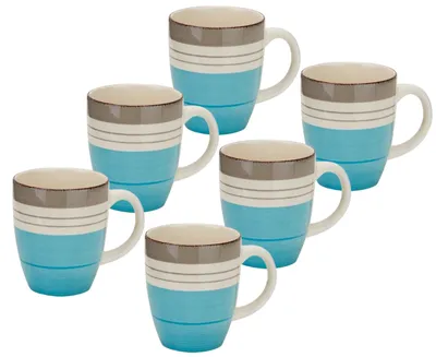 Produktbild von Kaffeebecher Teebecher 390ml Steingut Larissa Blue - 6 Stück