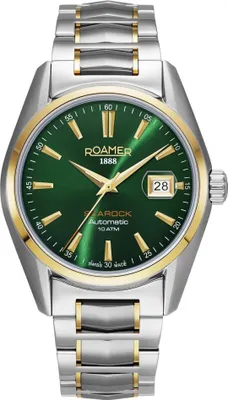 Produktbild von Herrenuhr ROAMER 210665 47 75 20, klassisch in Grün, zum Schwimmen geeignet.