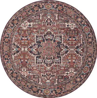 Produktbild von benuta Waschbarer Vintage Teppich George Multicolor ø 160 cm rund Wohnzimmerteppich Schlafzimmer weich orientalisch