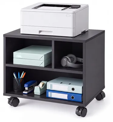 Image de Relaxdays, support pour imprimante, bureau, avec roulettes, 3 compartiments, étagère pour imprimante, support pour imprimante, dimensions : 35 x 30 x 40 cm, noir, Image générée par une IA