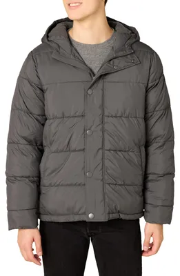 Produktbild von A. Essentials Herren Schwerer Puffermantel mit Kapuze, Kohlegrau, M