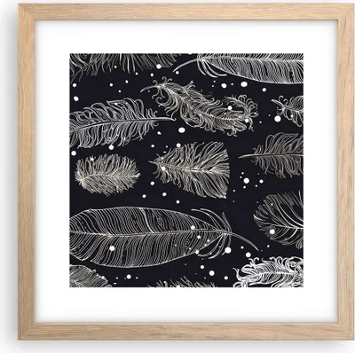 Produktbild von Gerahmtes Poster - Rahmen in heller Eiche - Federn Grafiken Gliederung - 30x30 cm - Wand Bild - Wanddeko - Wandbilder - Wandposter - Bilderrahmen - Bilder - Kunstdruck - Wandbild - P2NAC30x30-4244