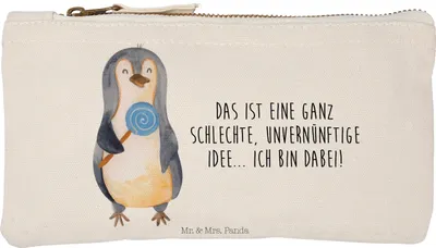 Produktbild von Mr. & Mrs. Panda Pouch Pinguin Lolli Größe S Klein - Weiß - Geschenk, Süßigkeiten, Spruch, Unvernünftig, Federmappe, Mäppchen, kosmetiktäschchen, Federtasche