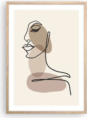 Produktbild von Gerahmtes Poster - Rahmen in heller Eiche - Linie Kunst Boho - 50x70 cm - Wand Bild - Wanddeko - Wandbilder - Kunstposter - Wandposter - Bilderrahmen - Bilder - Kunstdruck - P2NPA50x70-4728