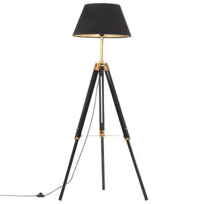Immagine prodotto di vidaXL Lampada a treppiede in legno massiccio di teak nero e dorato 141 cm