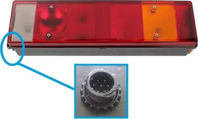 Image de Feu stop arrière droit DAF XF CF, MAN TGA TGS L M F 2000, Renault Midlum Premium Kerax Magnum, 5001847587, 81252256523, 1625986, avec prise ronde AMP | 1993-2005
