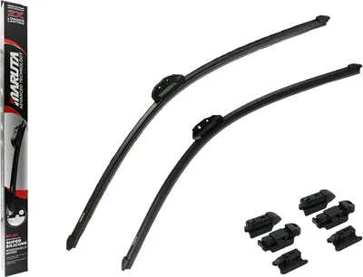 Obrázok produktu pre MARUTA stierače SET 700 mm / 650 mm na predné sklo, aerodynamicky optimalizované stierače vyrobené z vodovzdorného silikónu s univerzálnym adaptérom – perleťový efekt zaručujúci viditeľnosť bez šmúh