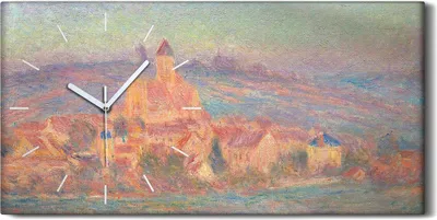Produktbild von Wandbild Leinwand Bilder Wanduhr 60x30 Gemälde Vetheuil bei Sonnenuntergang - weiße Hände