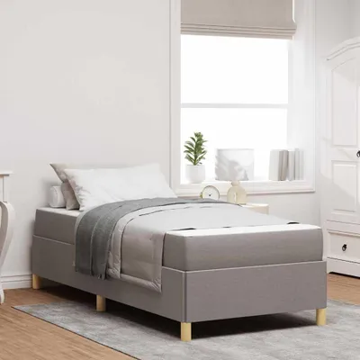 Image de Lit exclusif - Structure de lit taupe, dimensions 100 x 200 cm, revêtement en tissu