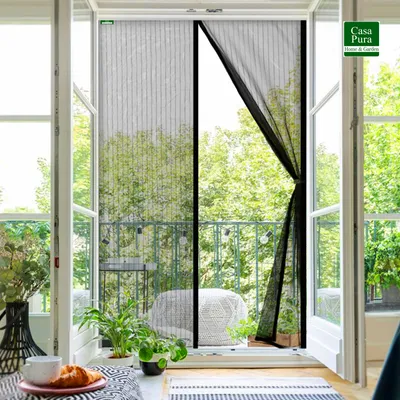 Produktbild von Fliegengitter für Balkontüren Sam Klebemontage gestreiftem Garn 90x210 cm