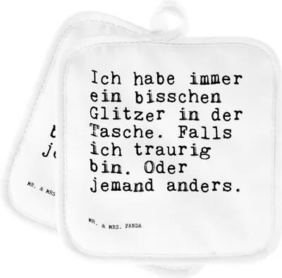 Produktbild von Mr. & Mrs. Panda Topfuntersetzer Ich habe immer ein... - Weiß - Geschenk, Freundinnen, Topflappenset, Glitzer, Sprüche, Topflappen Set, topfhalter, Freundin, Spruch