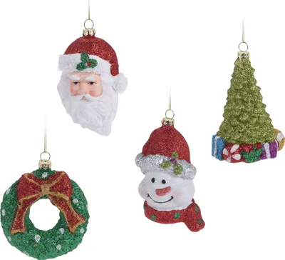 Obrázok produktu pre Sada závesných dekorácií na vianočný stromček - CHRISTMAS - Father Christmas, jedlička, veniec, snehuliak