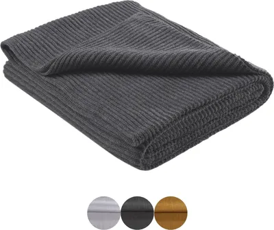 Obrázek produktu pro WOMETO eko plyšová deka pletená 140x190 tmavě šedá strakatá - pletená deka teplá měkká deka s elegantním a jednoduchým pleteným vzorem