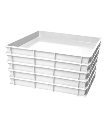 Produktbild von Morleos 5x Pizzaballenbox | 60x40x10 cm mit einen Deckel | Weiß | Gärbox Teigballenbox Teigwanne Teigbox Teigkasten Hefekiste | stapelbar | Pizza - Waffel - Kuchen - Brotteig
