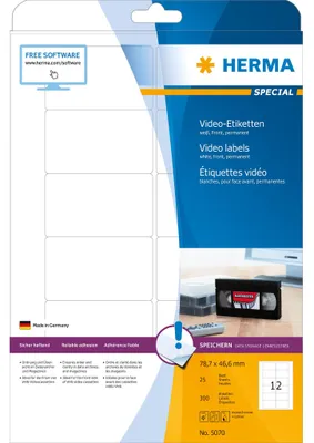 Obrázok produktu pre HERMA Special - papier - matný - permanentne samolepiaci - biely - 78,7 x 46,6 mm 300 štítkov (25 listov x 12)