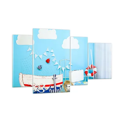 Produktbild von Bilder auf glas - Boot Anker Wolken Junge - 120x70cm - Glasbilder - Wandbilder - Kunstdruck - zum Aufhängen bereit - Wanddekoration aus Glas - Glas Bilder - Wandbild auf Glas - GDL120x70-2940